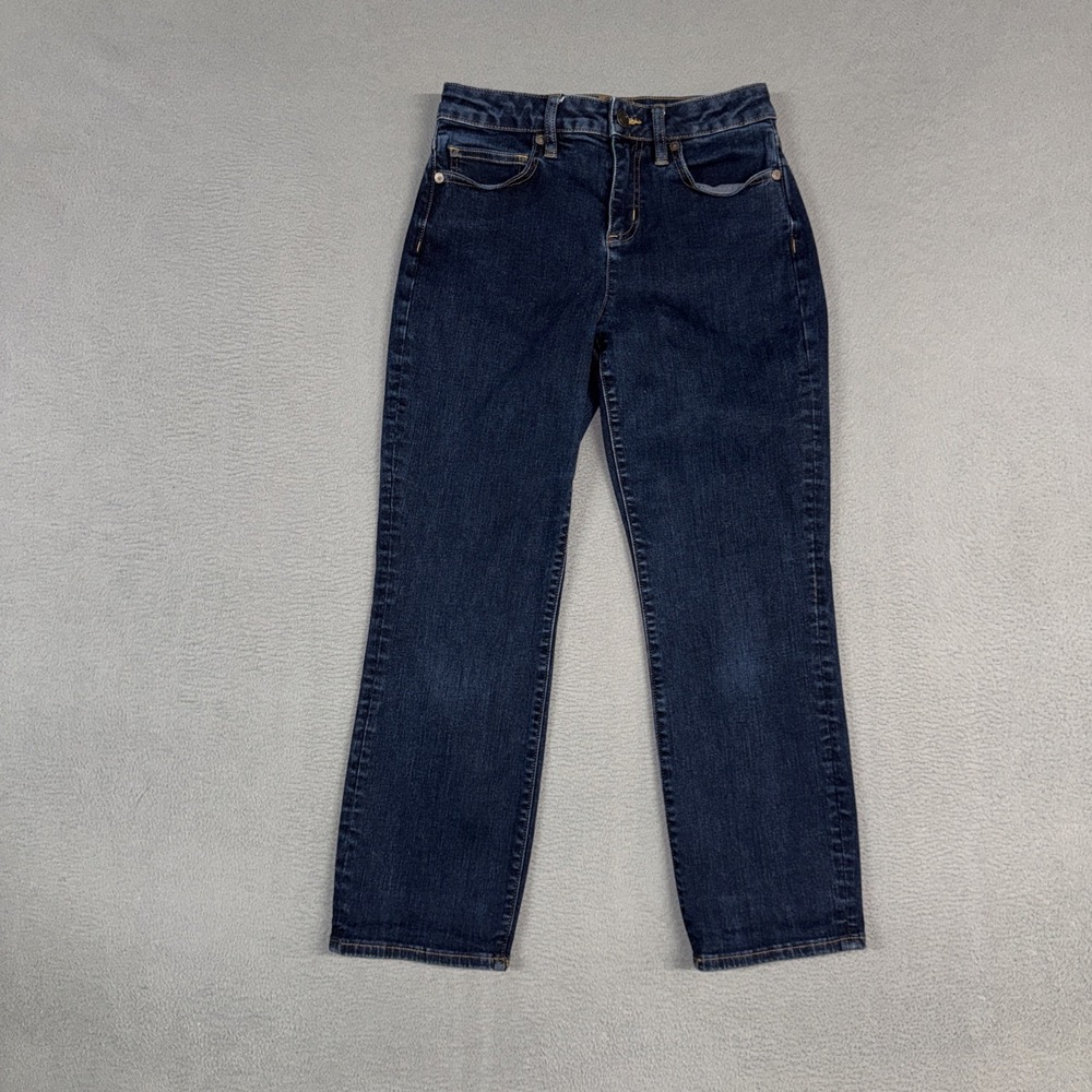 Lands End Jeans Womens 4P Blue Mid Rise Straight Curvy Stretch Denim Cotton